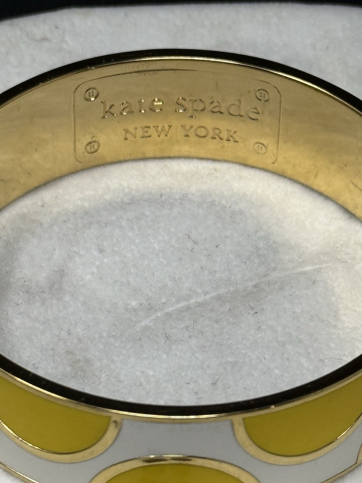 Kate Spade New York Yellow & White Enamel Dot Bangle Bracelet A Place In The Sun