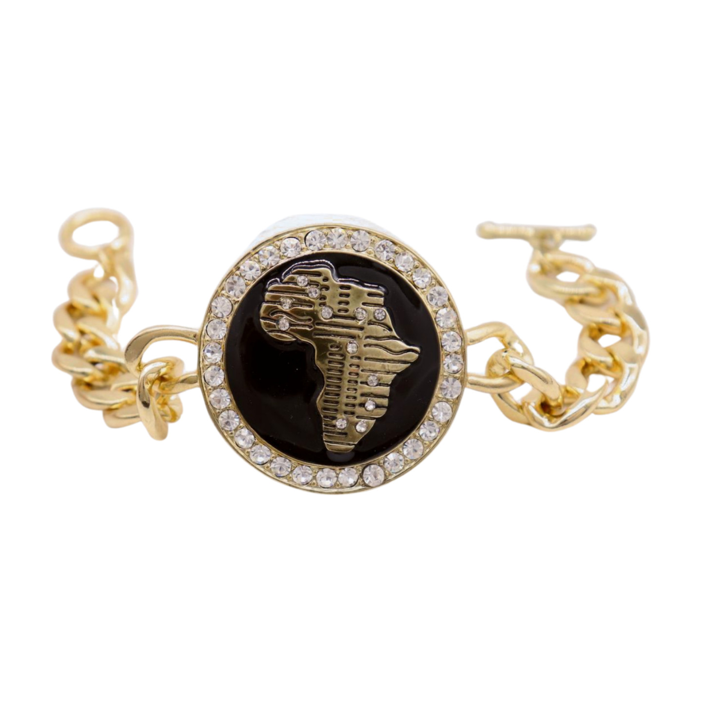 Women Hip Hop Fashion Jewelry Bracelet Gold Metal Chain Africa Continent Charm