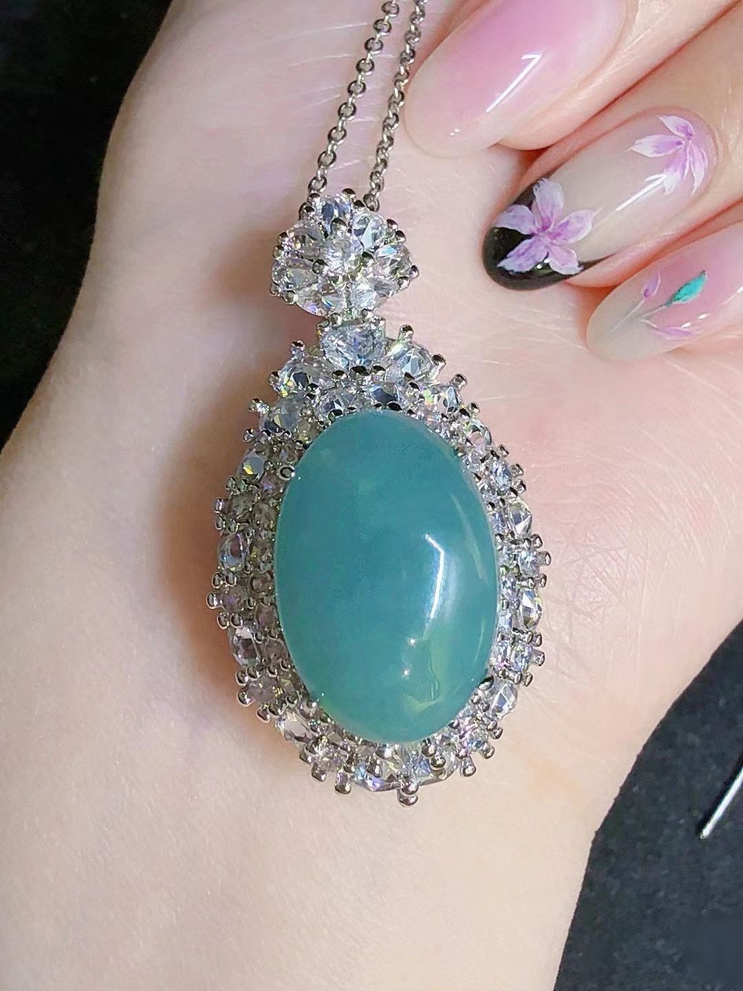 Top Natural grade A jadeite sky blue pendant