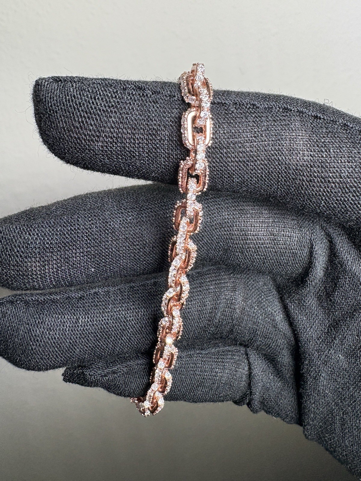 “Cuban link Chain Bracelet” Moissanite S925 +Rose Gold Plating
