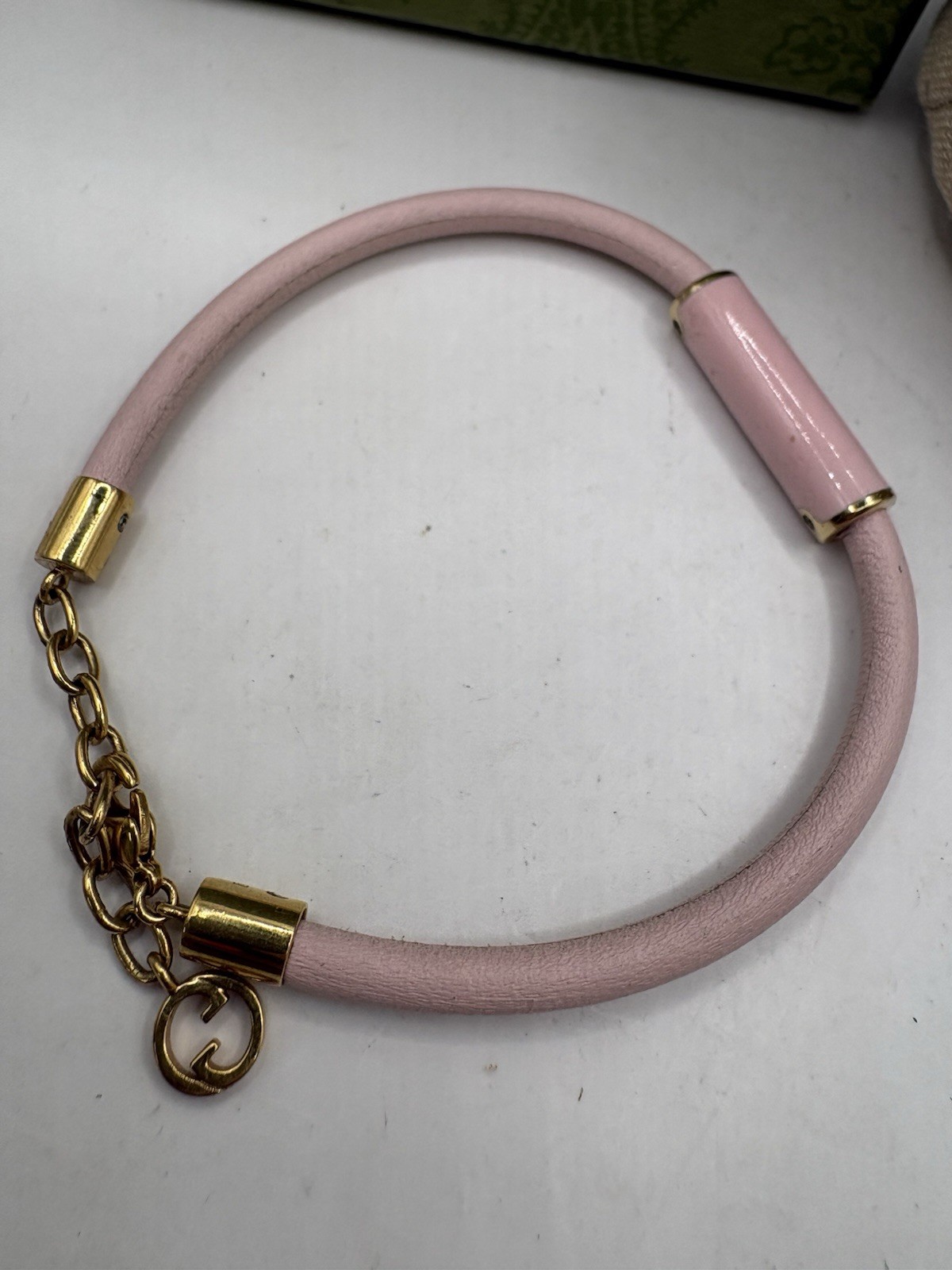 Gucci Pink Leather Enamel Bracelet With Box & Dust Bag