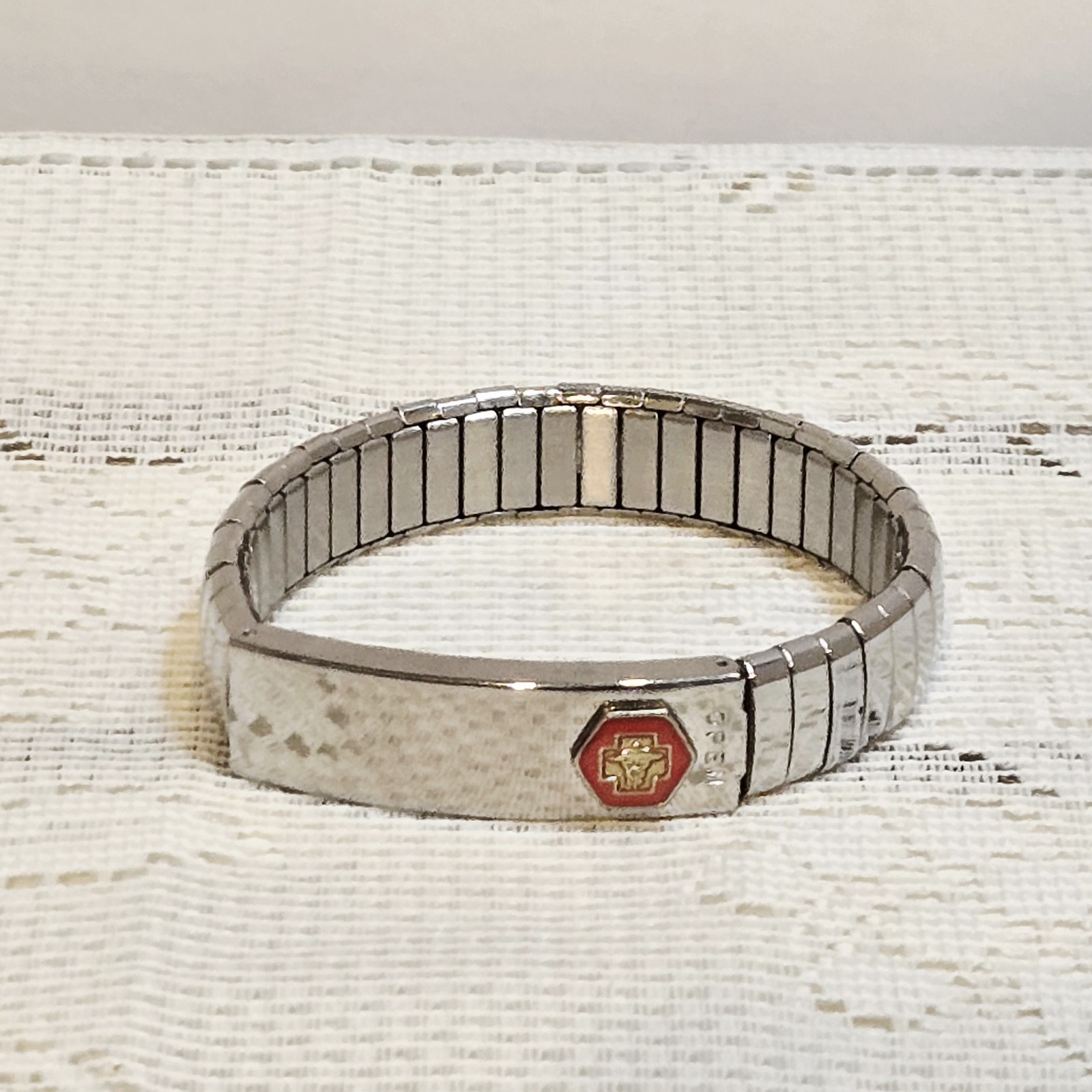 MEDICAL ALERT ID Diabetic Stainless Steel Silver Tone Expansion Bracelet