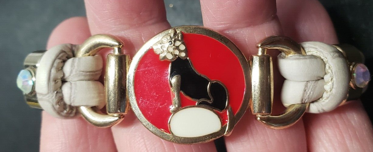 Leather ? Enamel Dog Lover Bracelet Jewelry Gift