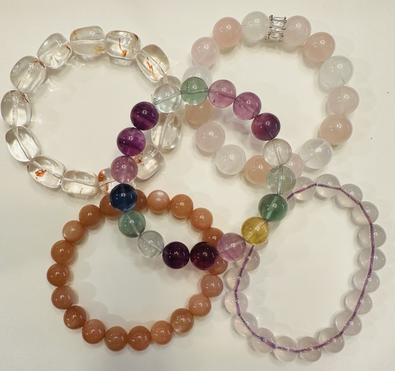 5-Piece Genuine High Quality Crystal/Quartz Bracelets（price firm)