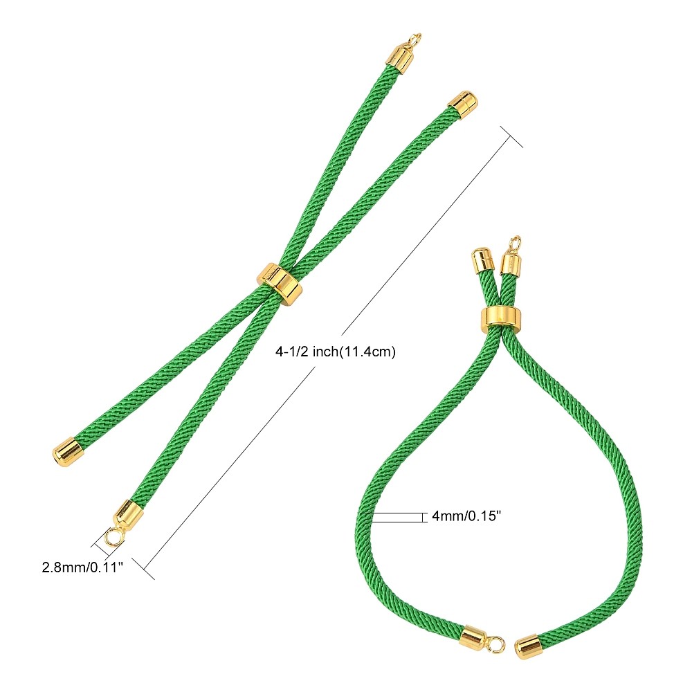 10x Twisted Cord Bracelet Kit Nylon Brass Slider Findings for DIY Jewelry Making