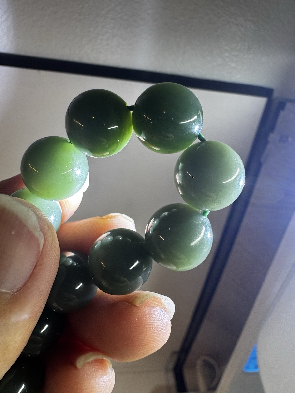 certified 12mm Hetian green Jade Round beaded stretch Bracelet New free shipping
