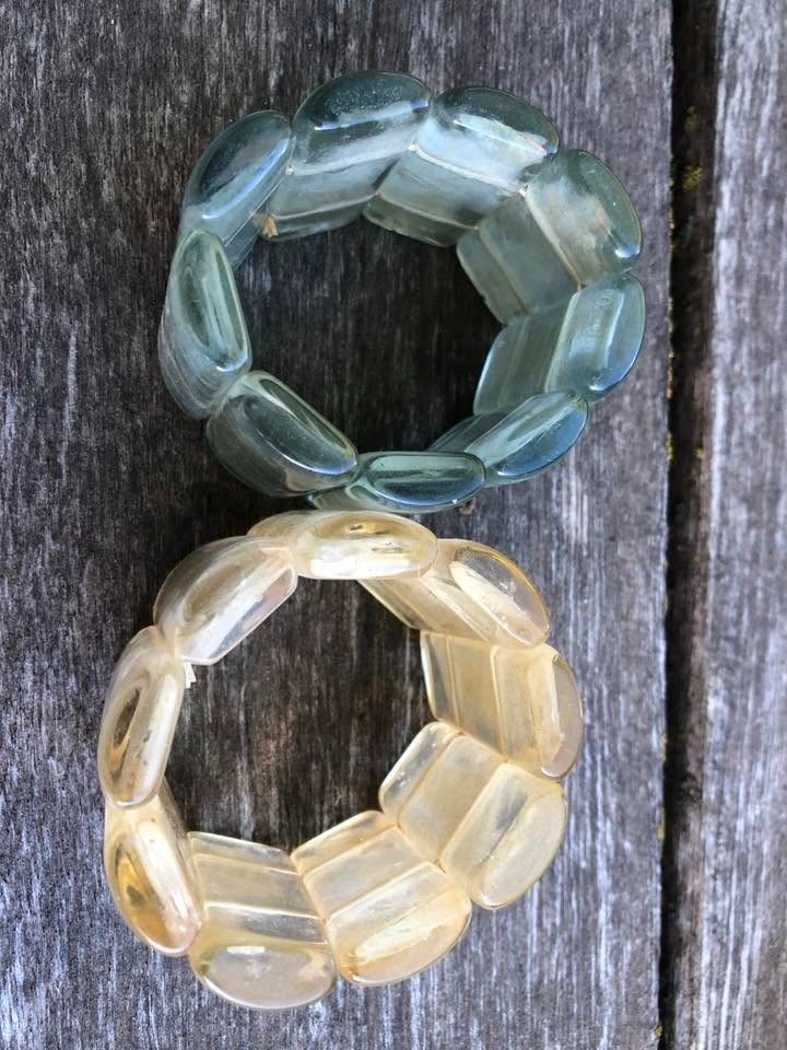 Lot of 2 Stretch Rectangle Simulated Stone Bracelets