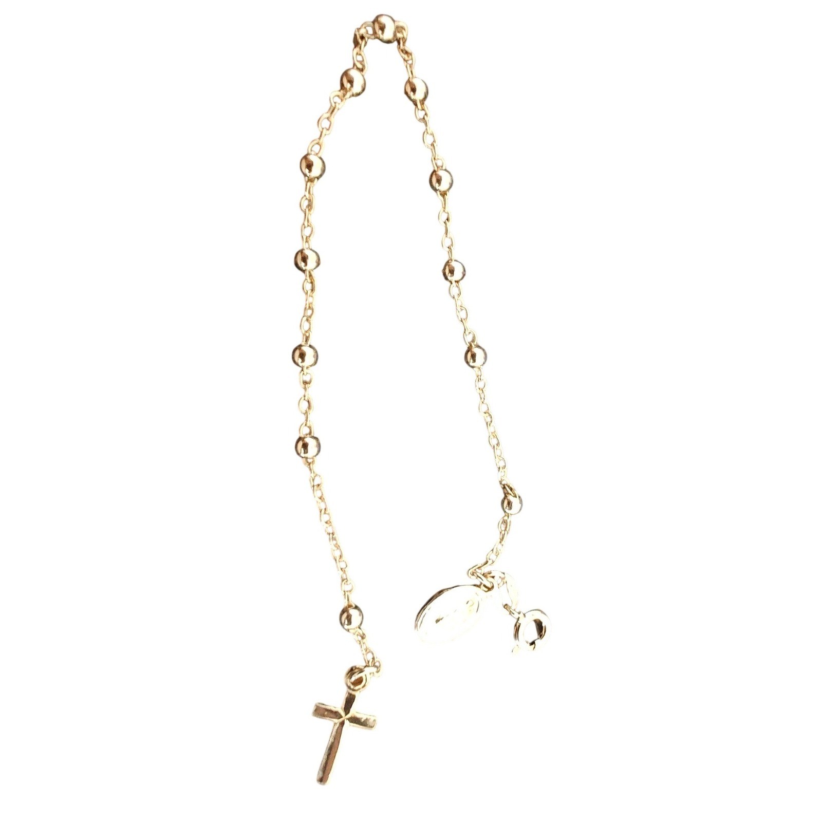 Rosary Decade Chaplet Bracelet Gold Plated Silver Miraculous Medal Cross