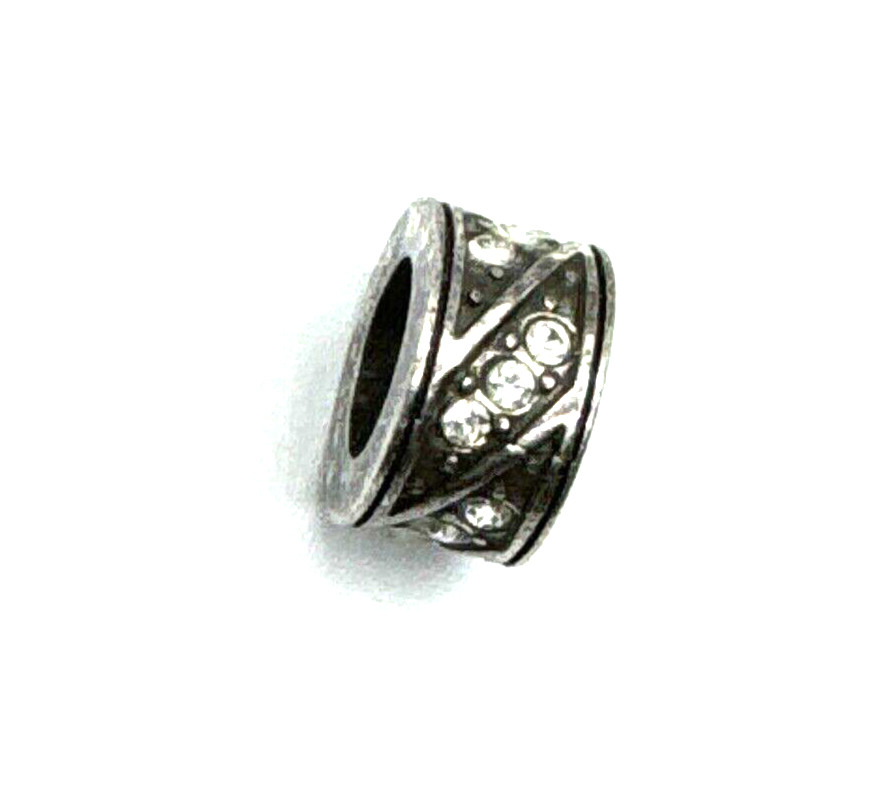 Brighton Horizontal Rows of White Colorless Crystals Silver Spacer Bead