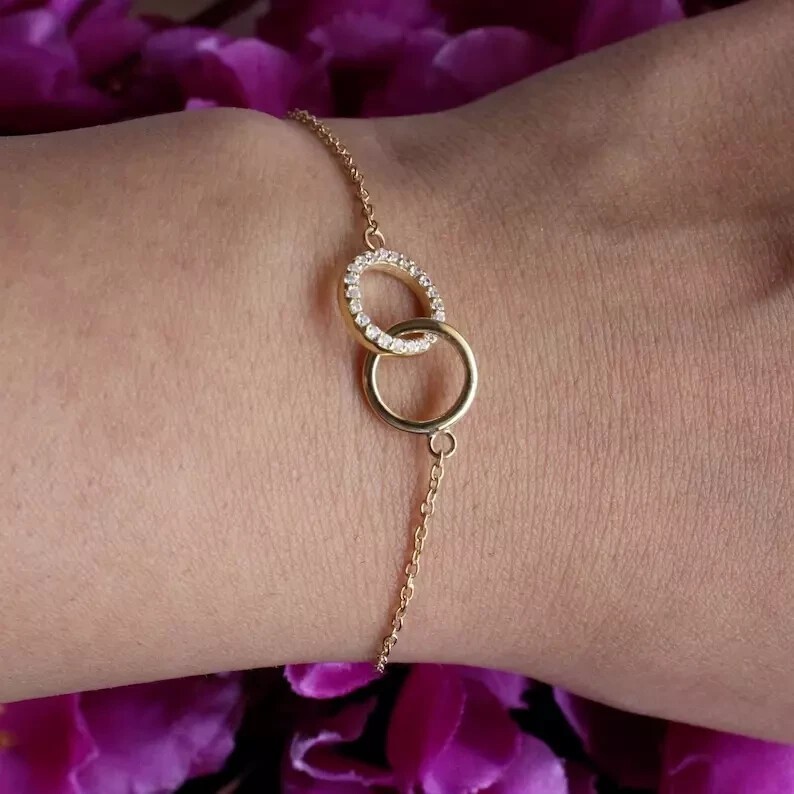 Stunning Chain Bracelet 1Ct Round Cut Simulated Diamond 14K Yellow Gold Plated
