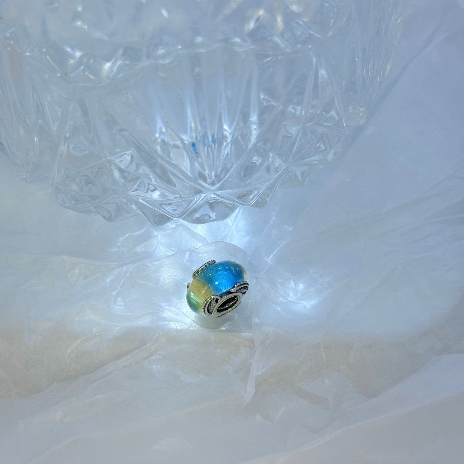 Pandora Multicolour Murano Glass Curved Feather Charm Sterling Silver #792577C00