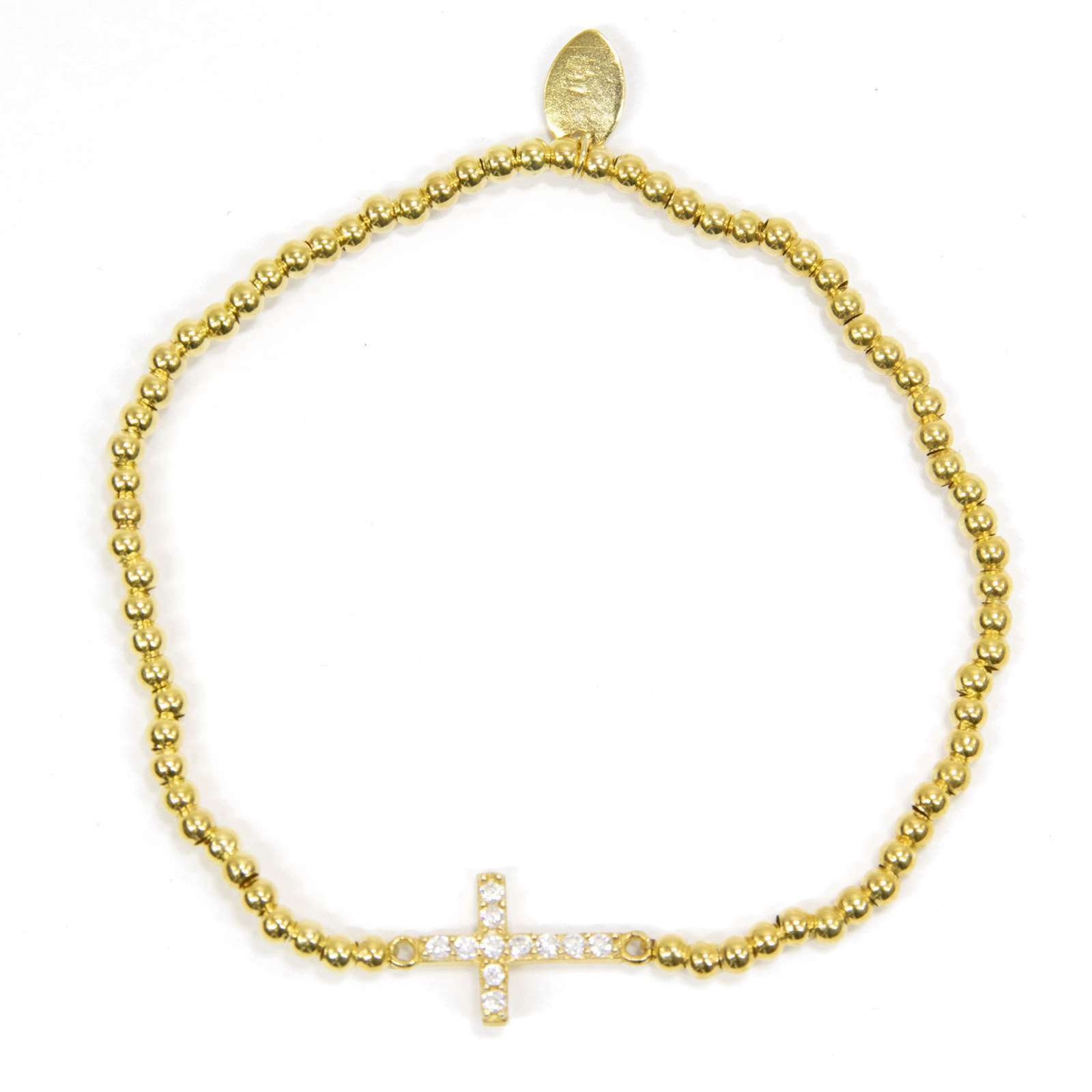 NEW Athra Womens Jewelry Side Cross Stretchy Beaded Bracelet