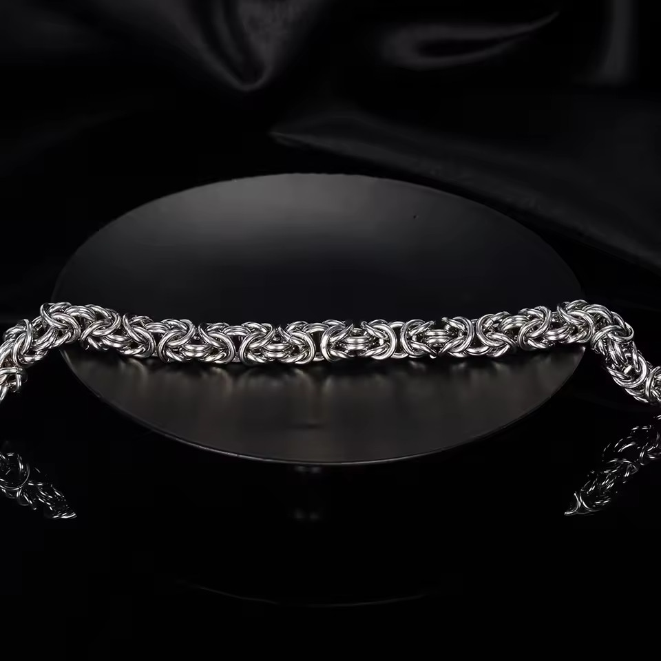 S925 Sterling Silver Byzantine Chain Bracelet for Men Women, Italian Style Jewel