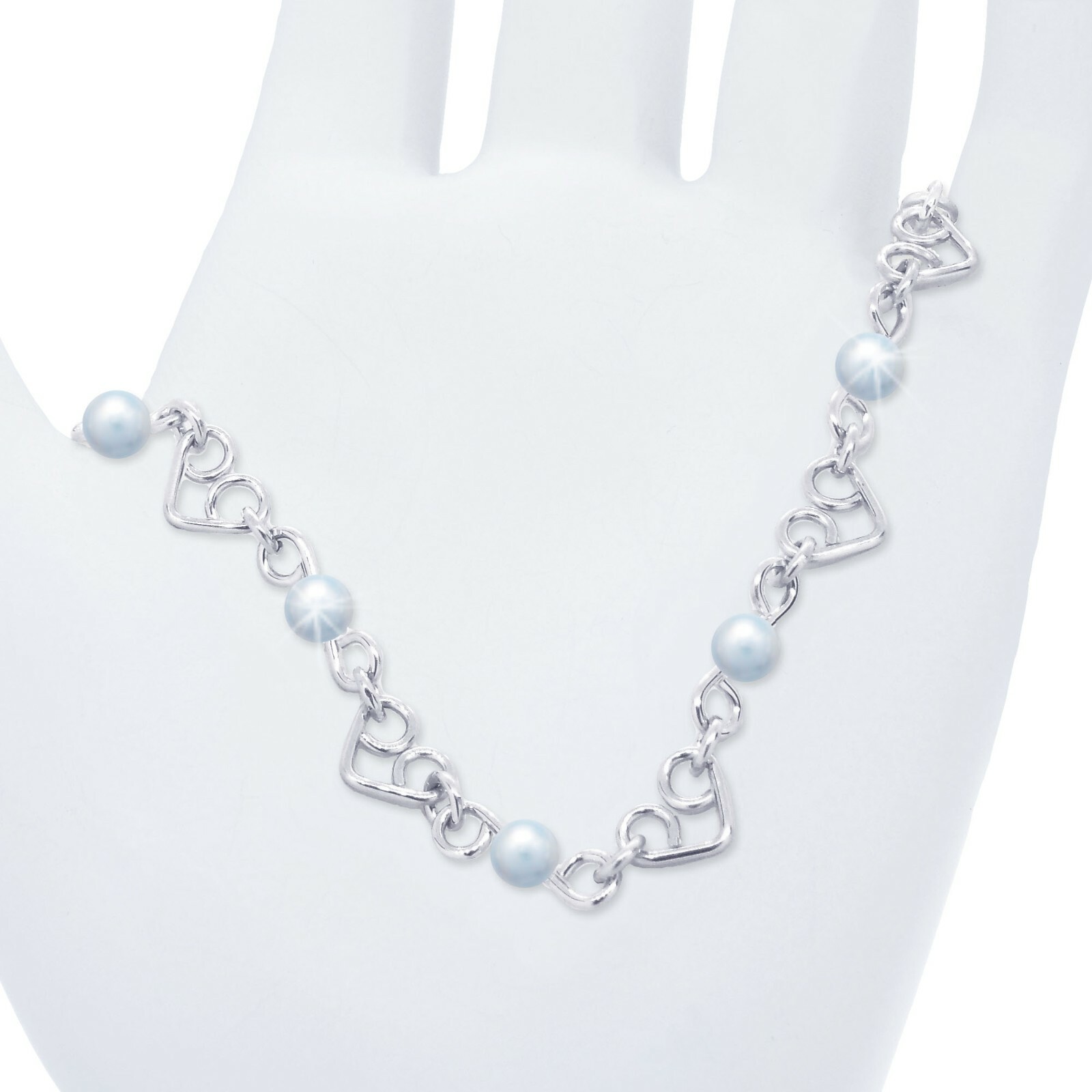 Bracelet Gold or Silver Customized Hearts Figure 8 w/ Gemstones, Pearls or Beads