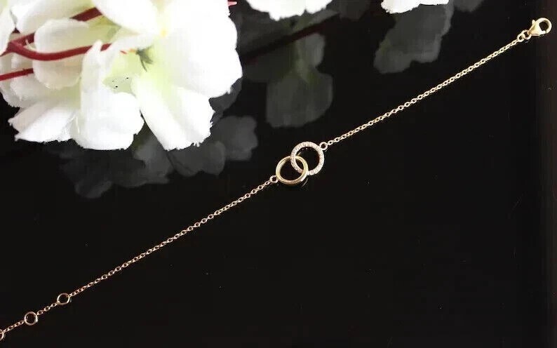 1Ct Round Cut Simulated Diamond Women’s Chain Bracelet In 14K Yellow Gold Plated