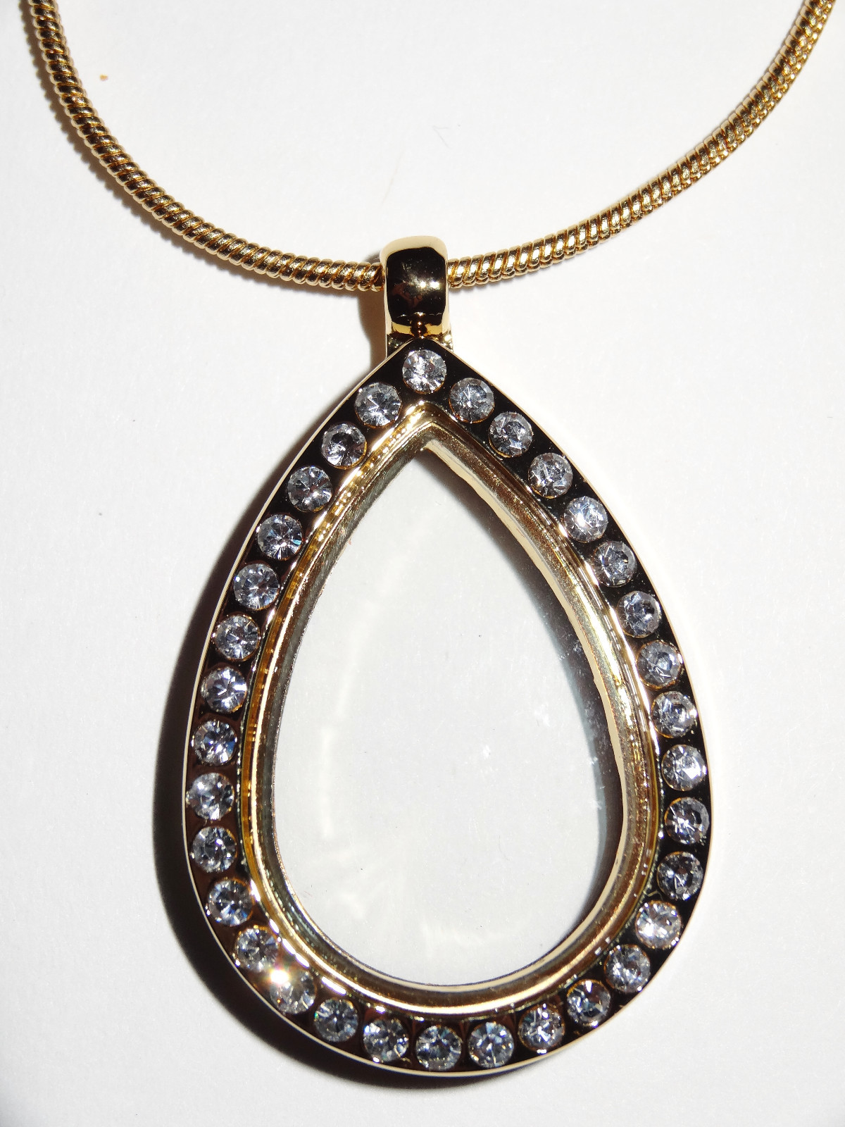 Gold toneTeardrop Living Locket With Cz Yes Fit Origami Owl Floating Charm