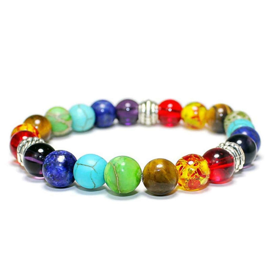 7 Chakra Healing Natural Stone Round Gemstone Yoga Energy Beads Bracelet Jewelry