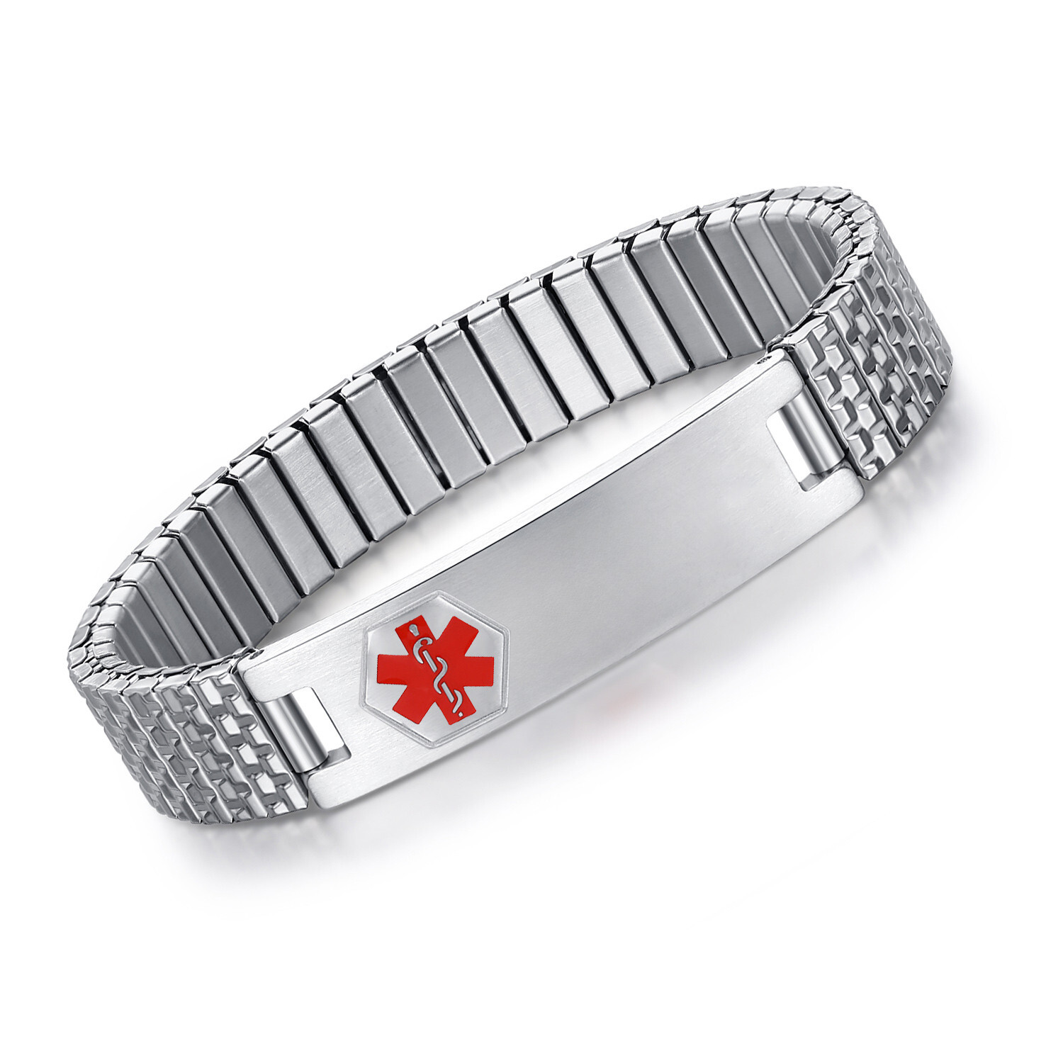 CUSTOM ENGRAVE! Medical Alert ID Unisex Mens Stainless Steel Expansion Bracelet