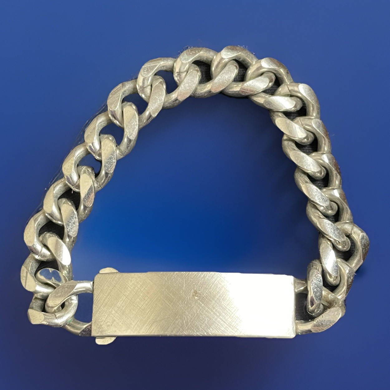 Vtg Speidel Silver-Tone Rhodium Electroplated ID Identity Link Bracelet Blank