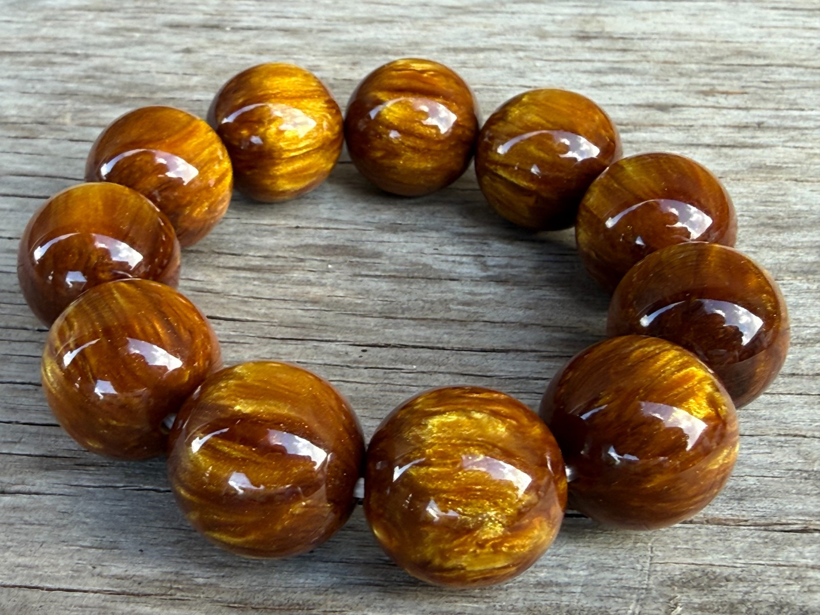 20 mm beads Resin Goldsand imitation golden brown beaded bracelet for woman