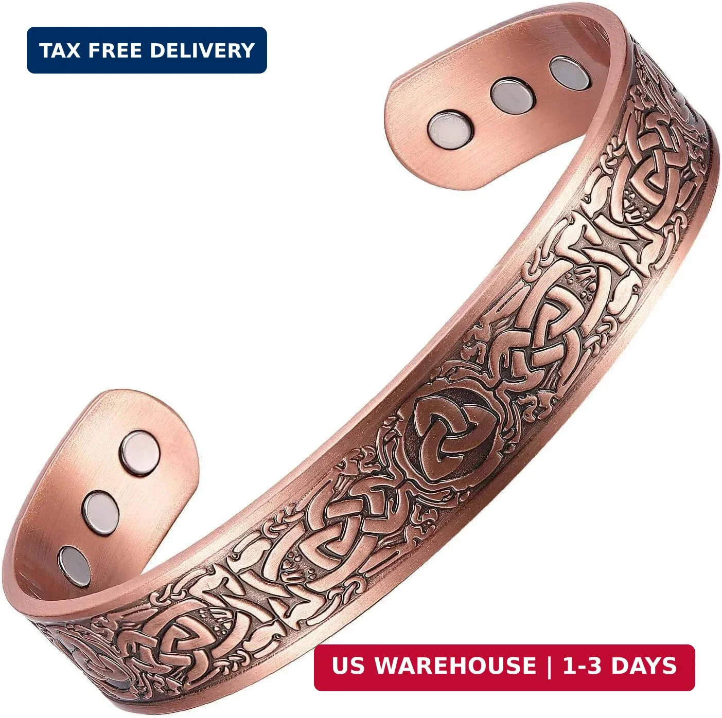 Copper Bracelet for Men 99.9% Pure Copper Magnetic Bangle with 6pcs 3500 Gauss M