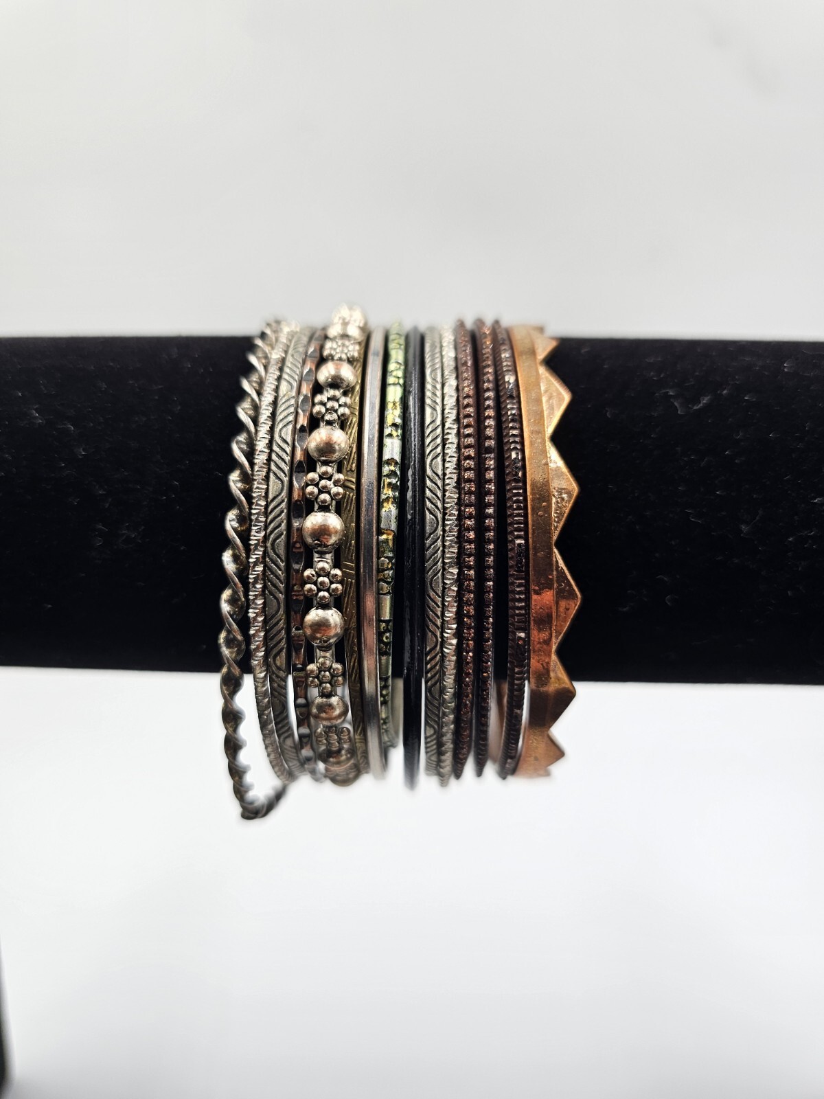 Women Solid Engraved Pattern Bracelets Slvcopper Tone Set Of 15 Sleeve