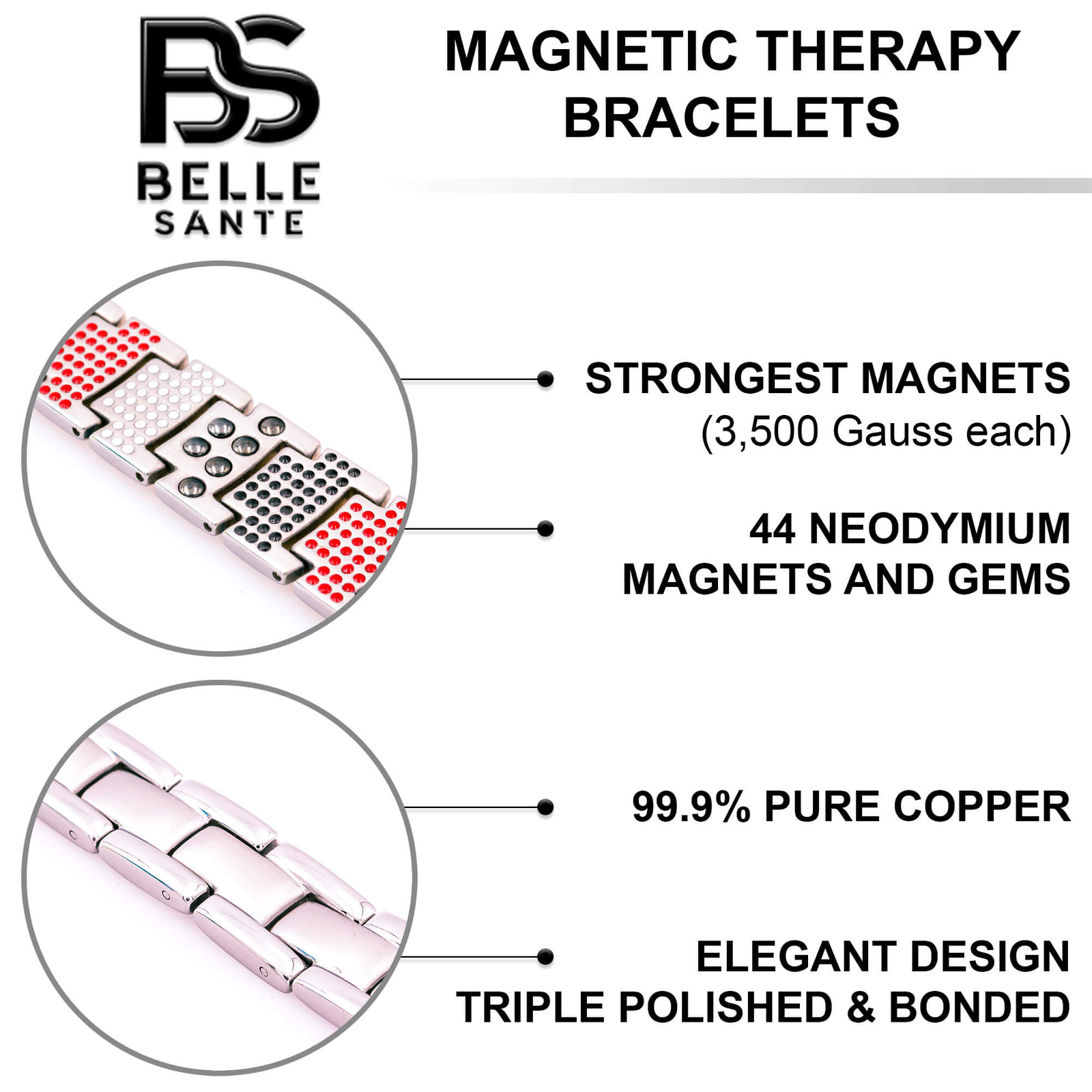 Titanium Magnetic Bracelet men women Arthritis Pain Relief Energy Stress Power X