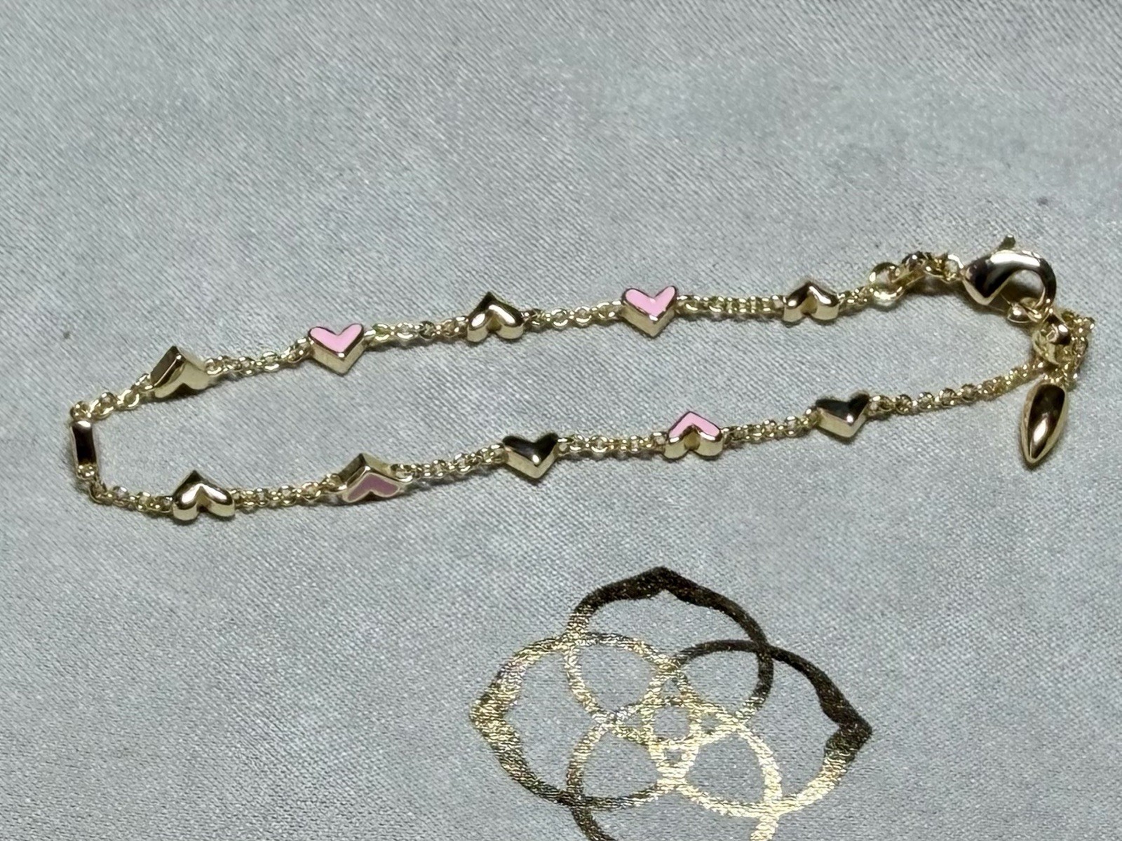 💗✨NEW✨ Kendra Scott ✨Haven Gold Chain Bracelet in Pink Enamel Hearts💗