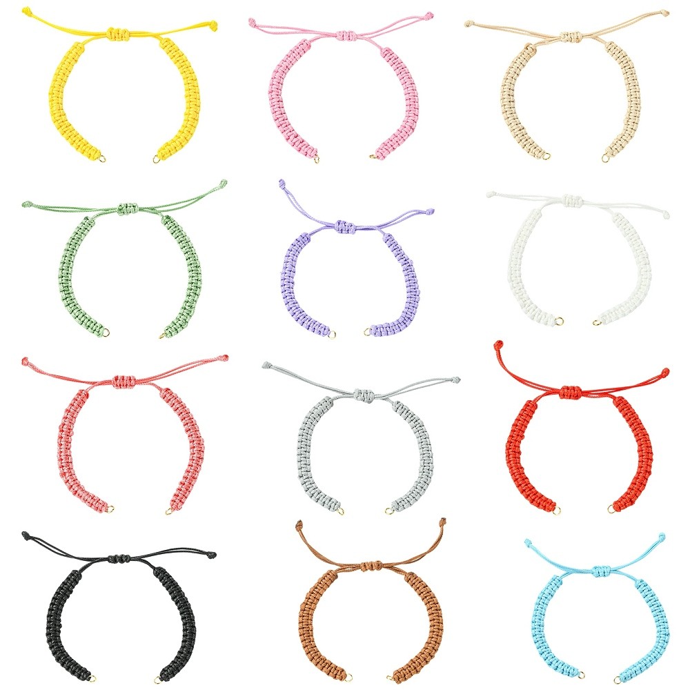 12x Blank Waxed Polyester Cord Bracelet Making w/Jump Ring for Bracelets Jewelry