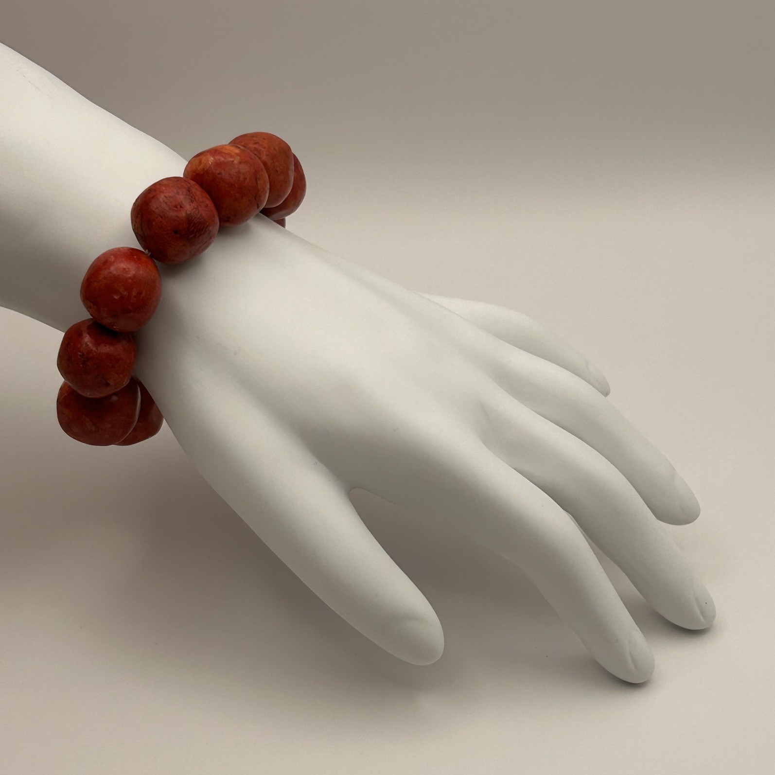 Genuine red coral round bracelet 16 mm bead natural color