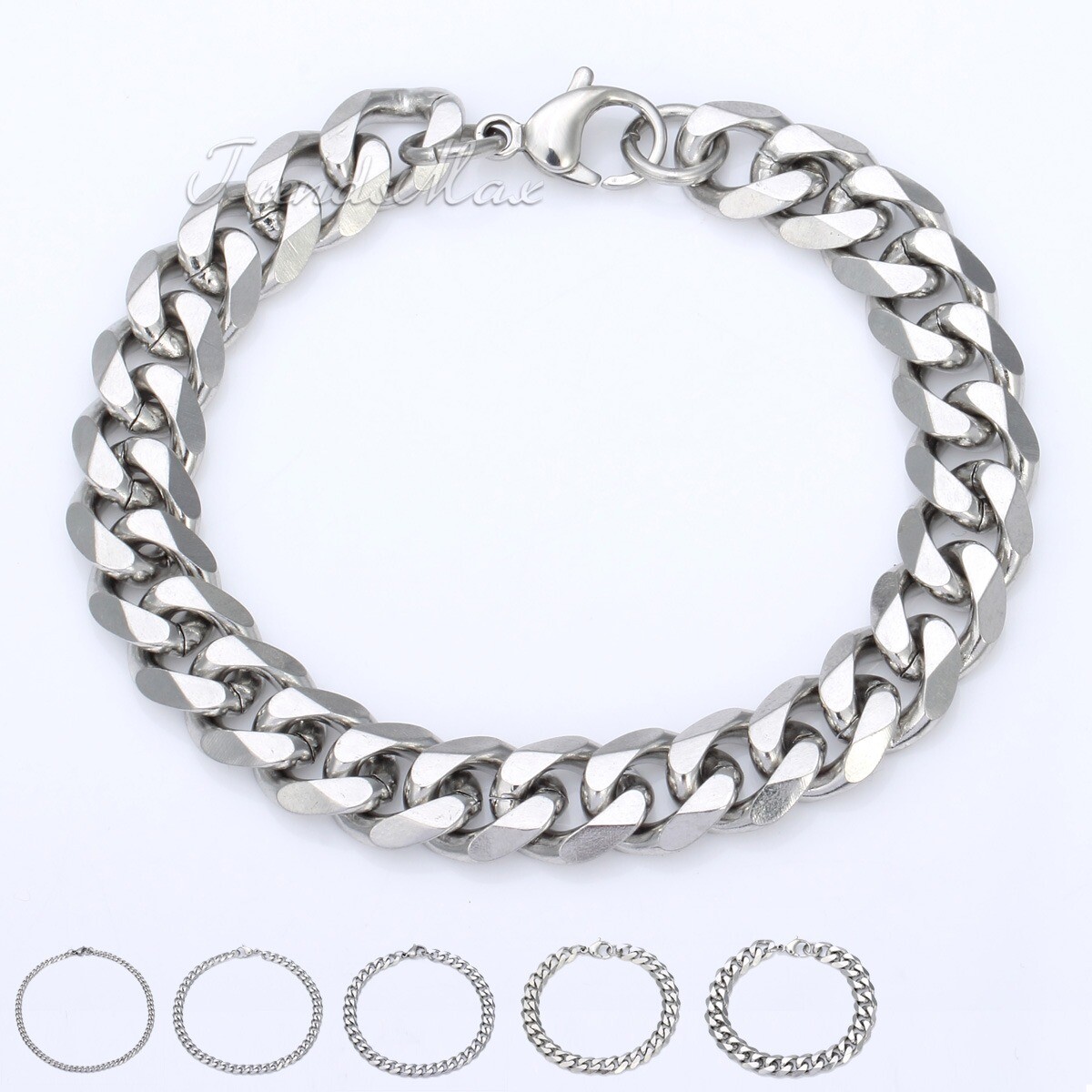 3/5/7/MM Stainless Steel Silver/Black/Gold Plated Cuban Chain Bracelet Men 7-11″