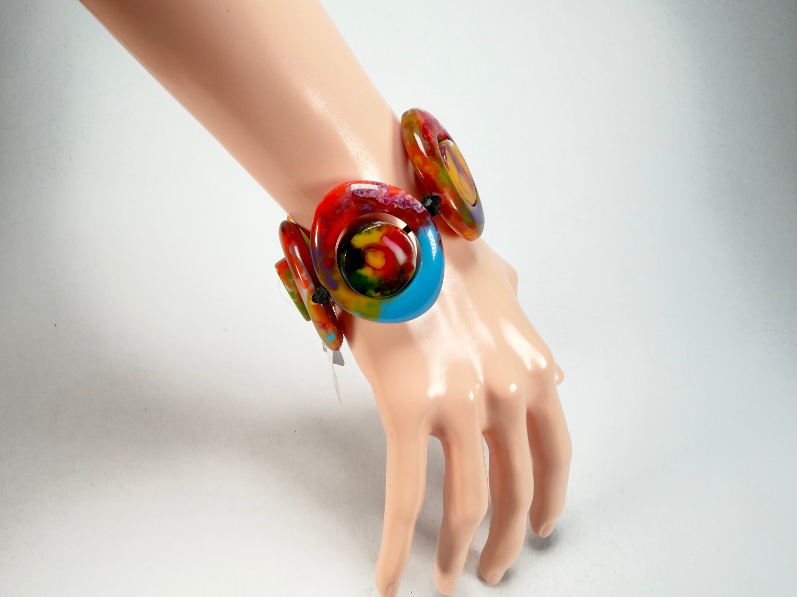 Jackie Brazil “Saturn” Kandinsky Disc & Cylinder Elastic Bracelet ( B0060 )