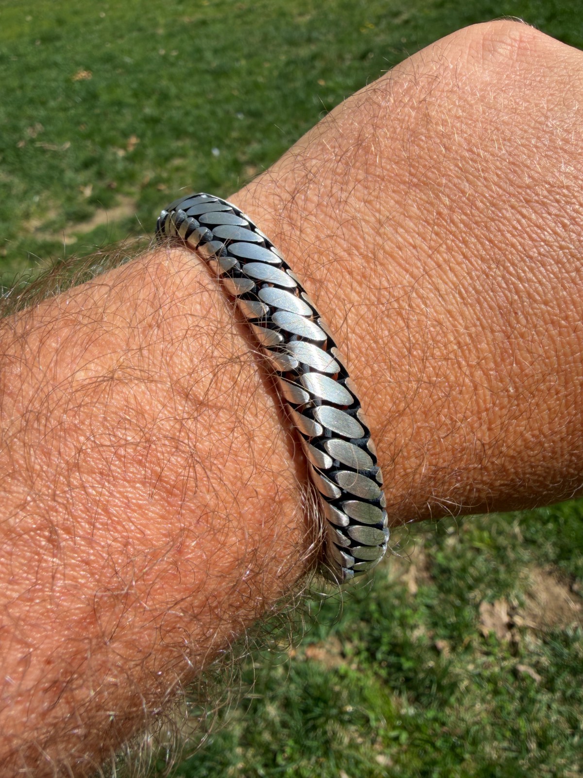 Custom 3 Link Miami Cuban Python Bracelet 12mm Real 925 Silver Oxidized Finish
