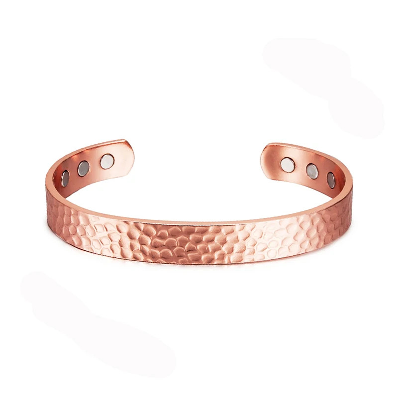 Vintage 99.9% Pure Copper Bracelets for Women Men Rose Color Cuff Bangles Charms