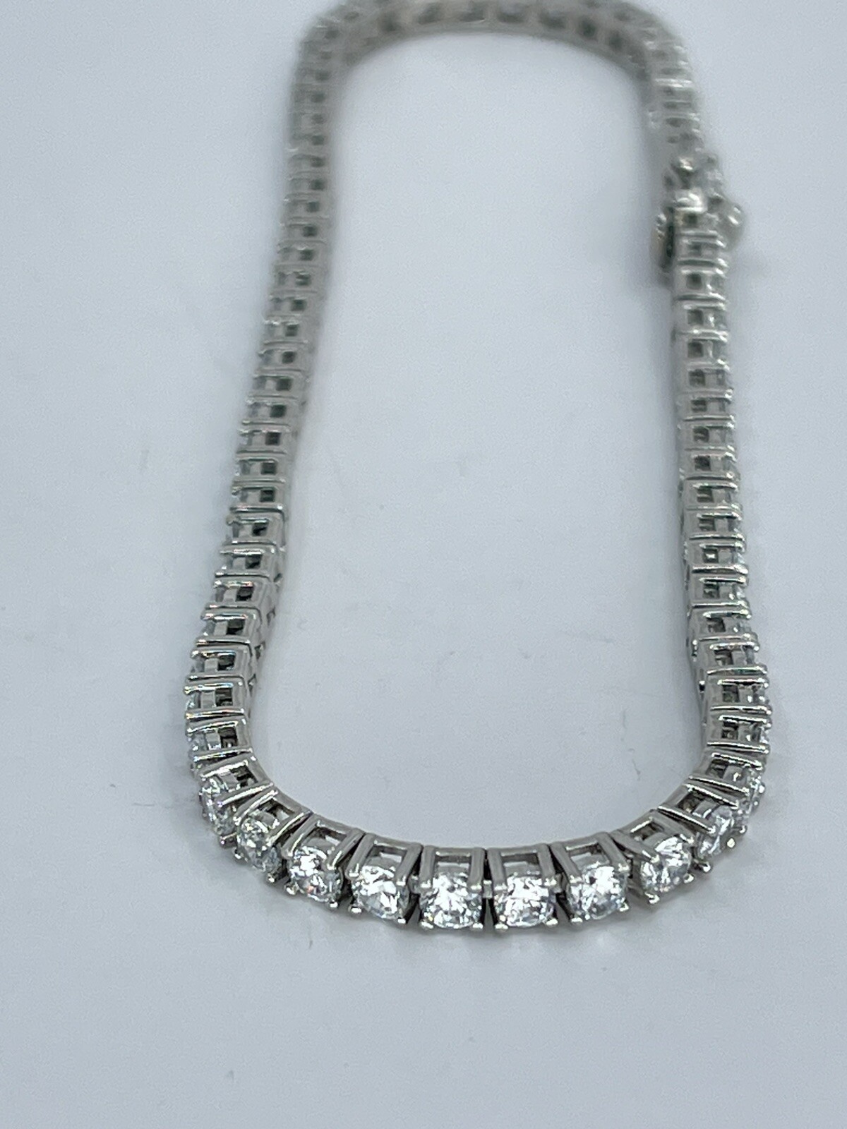 Tennis Bracelet 3mm Cubic Zirconia CZ white colorless silver tone 9″