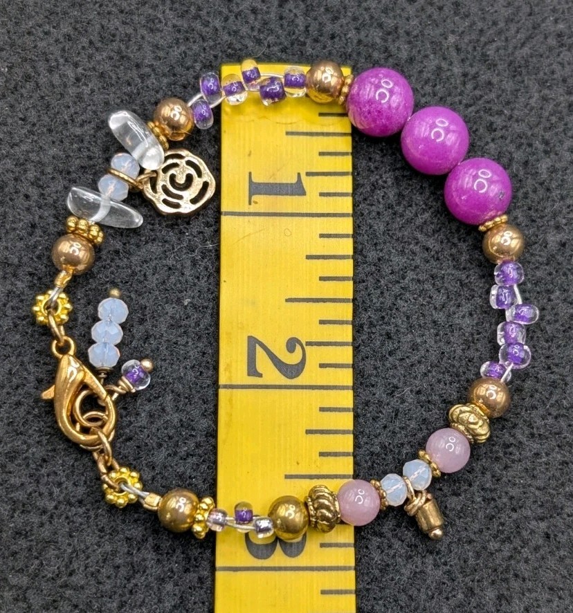 Women’s Statement Pink Purple Mixed Beaded Clasp (17cm) S/M Wrist