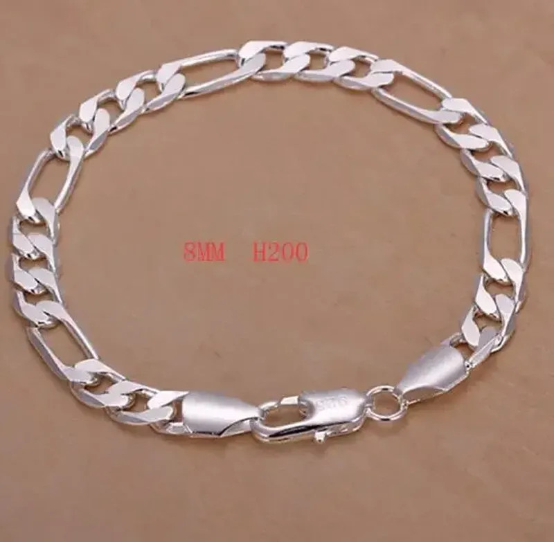 925 Sterling Silver Exquisite 10mm Chain Men Women Chain Noble Wedding Bracelet