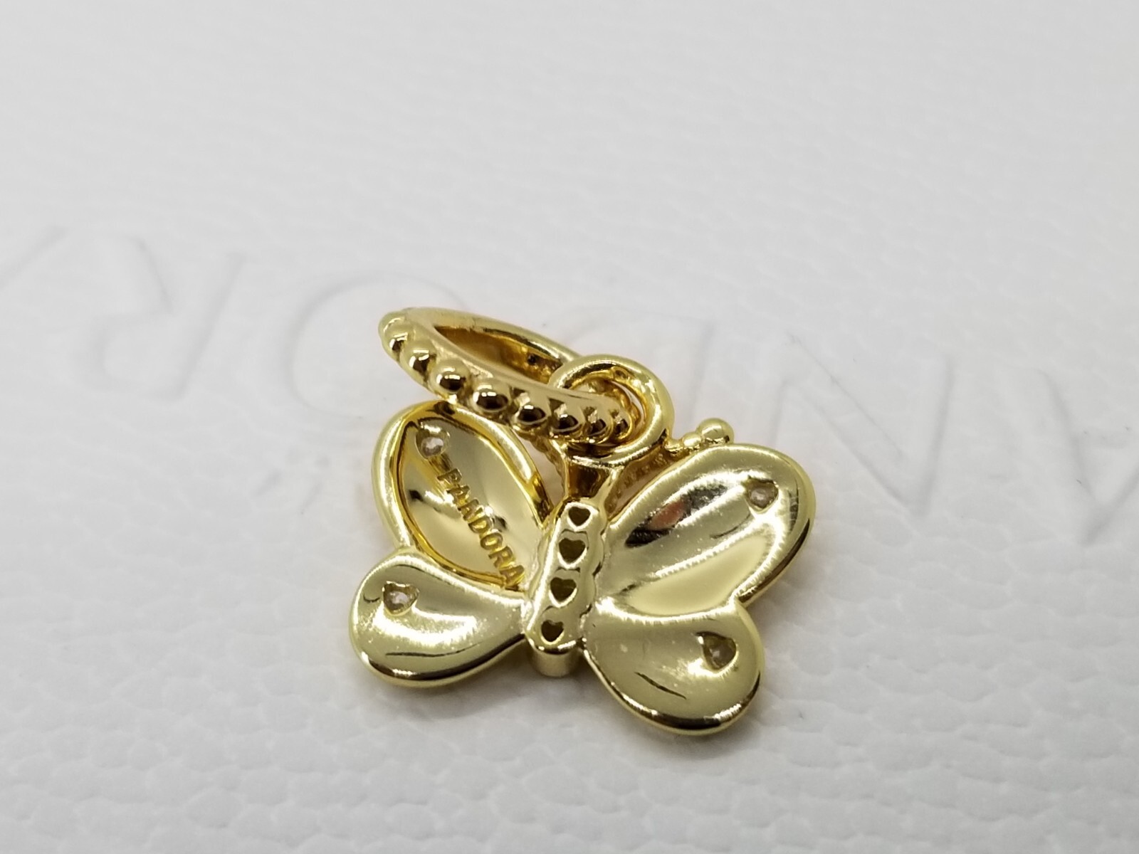 Authentic Pandora Decorative Butterfly Pendant Shine Gold Dangle Charm
