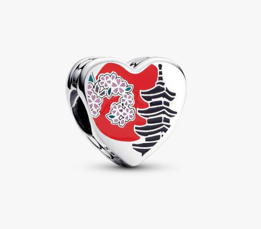 PANDORA Japan Kyoto Charm Sterling Silver Red Enamel Pagoda Herat 792015C00