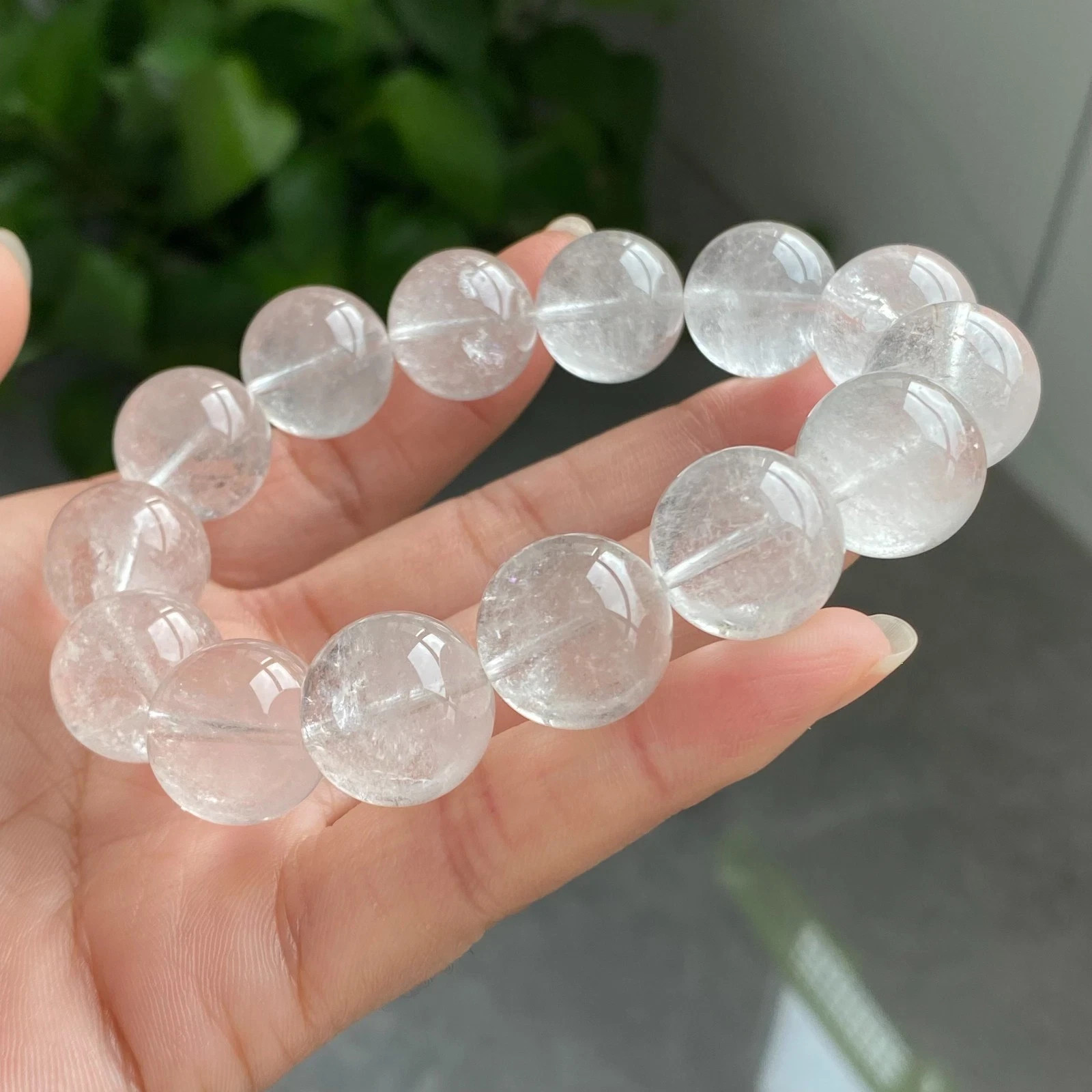 16mm Natural White Quartz Crystal Beads Bracelet AAAA 028