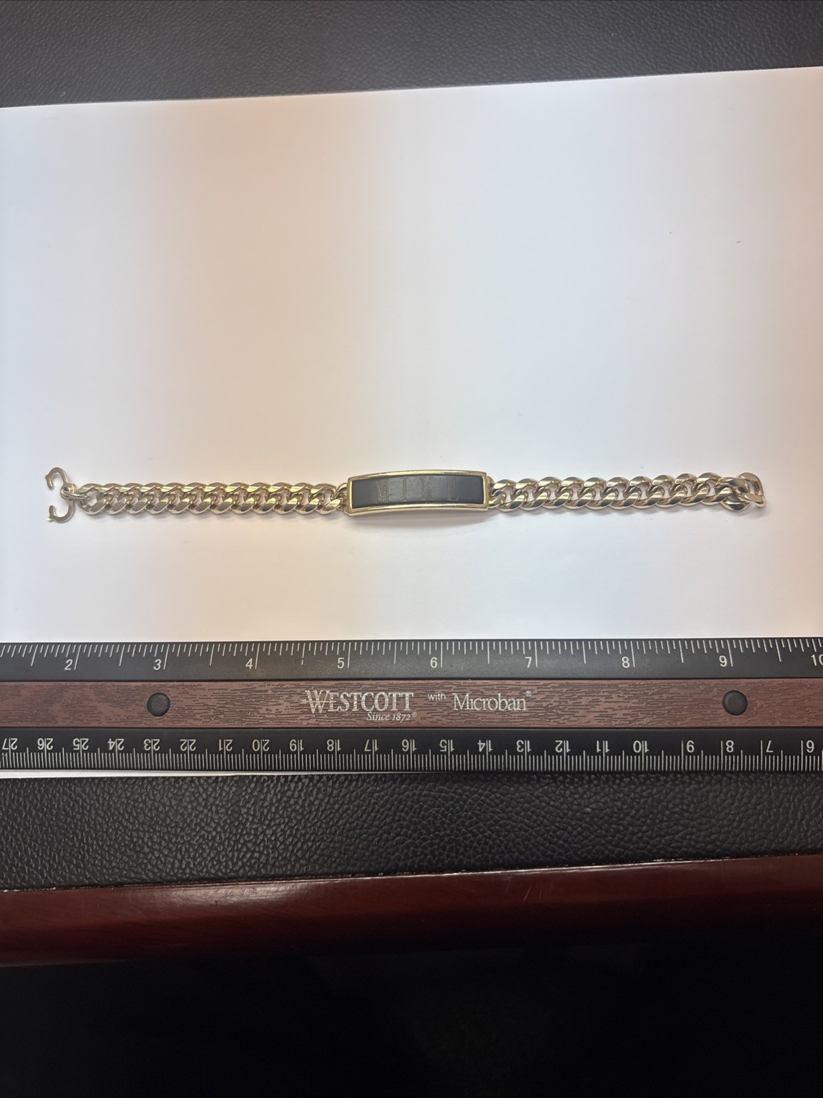 Gold Plated MIKE Bracelet Name Beutiful Piece As Is Fits Wrist Size 7 1/2”