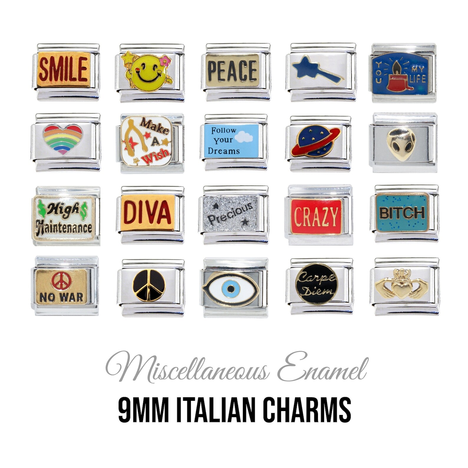 Miscellaneous enamel 9mm Italian Charm – Fits 9mm Italian charm bracelets
