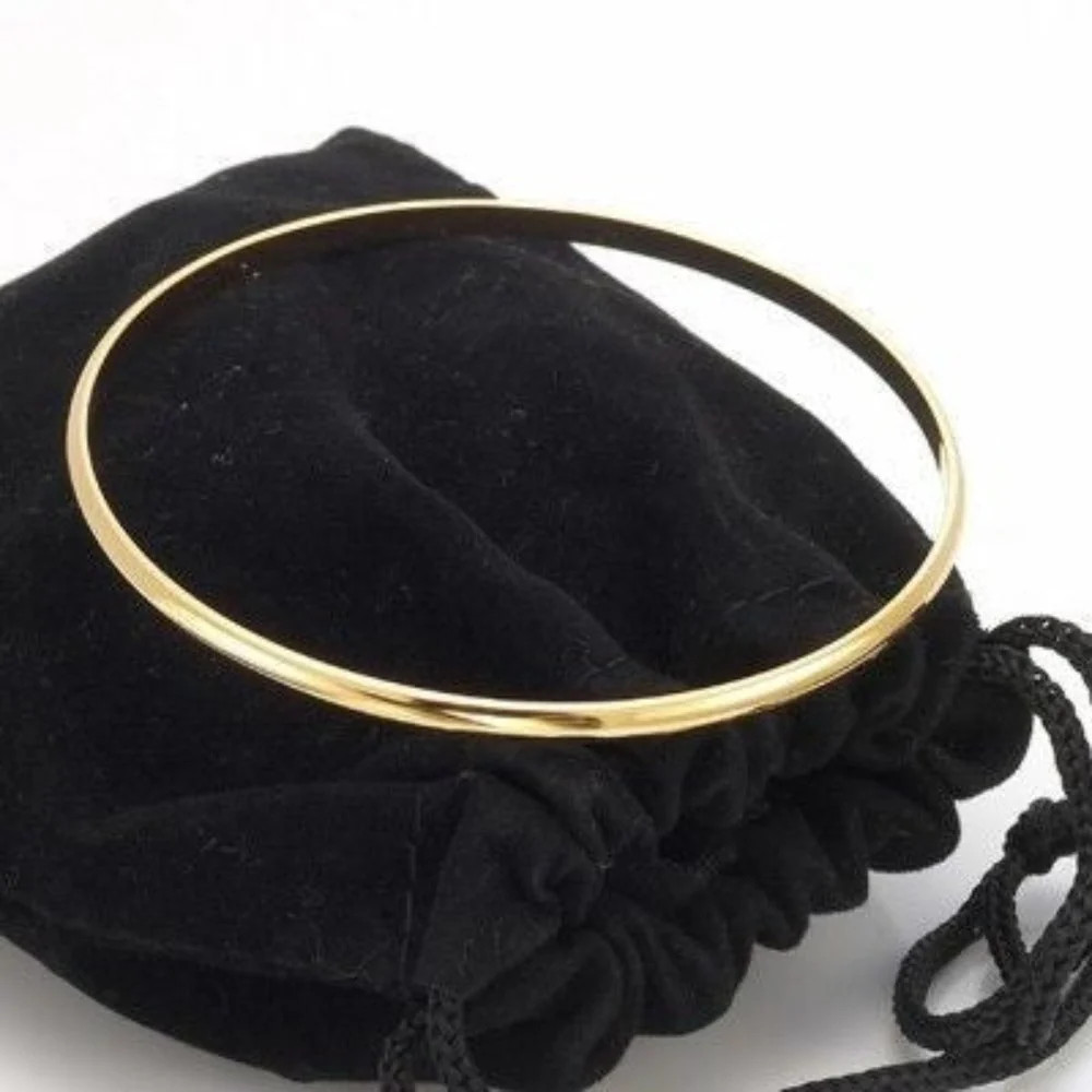 18ct Heavy Yellow Gold Plated Plain 3mm Bangle – USA Made