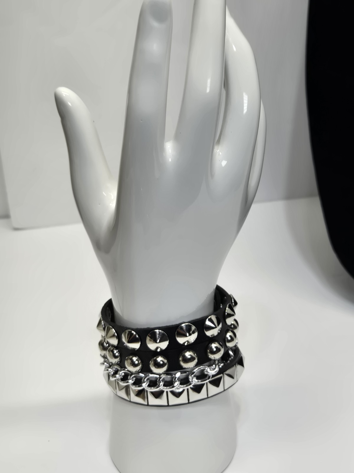 Faux Leather Spike Studded Wrist Bracelet Cuff Punk Rock Goth Cosplay