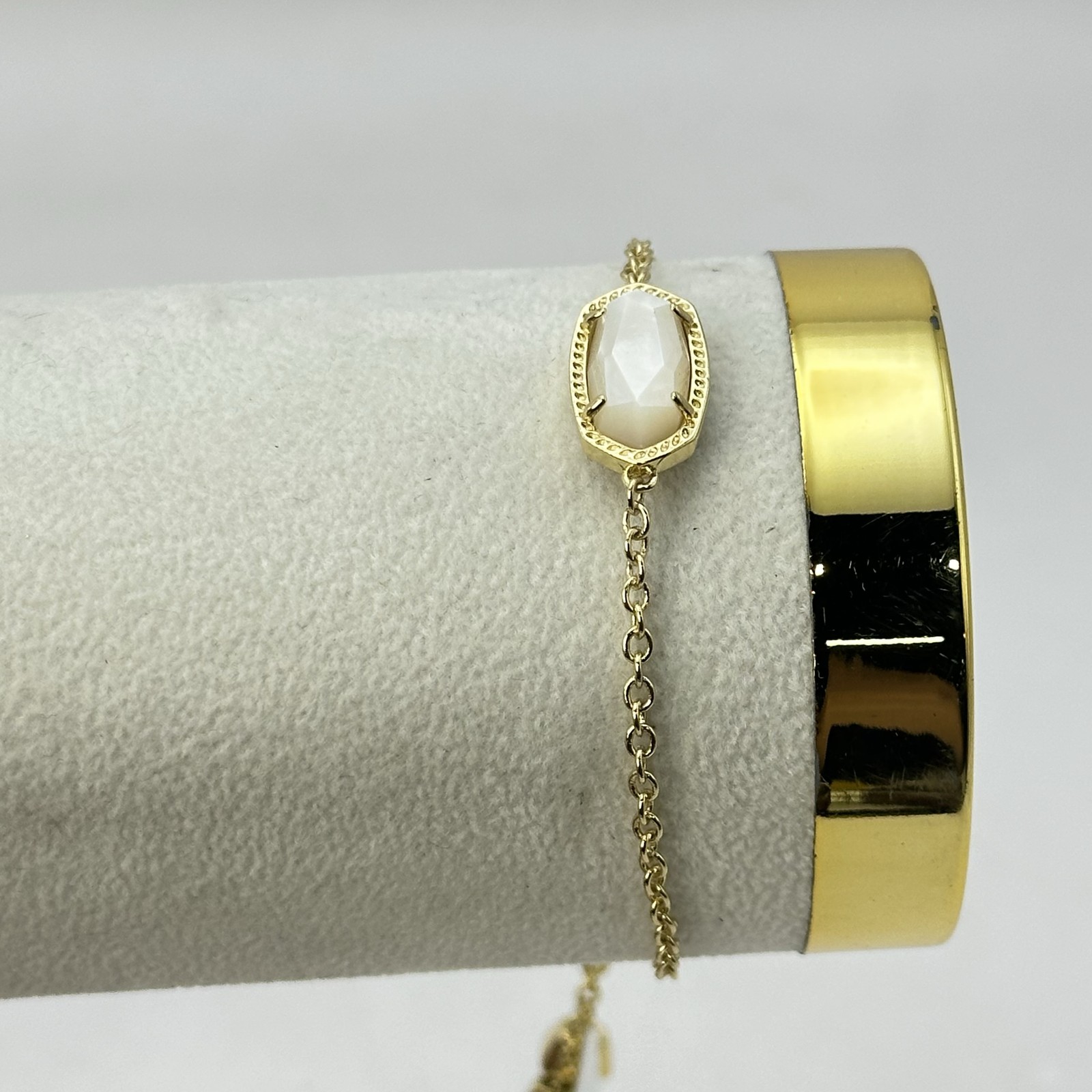 Kendra Scott Elaina Adjustable Chain Bracelet 14K Gold Plated Brass/Ivory 9″