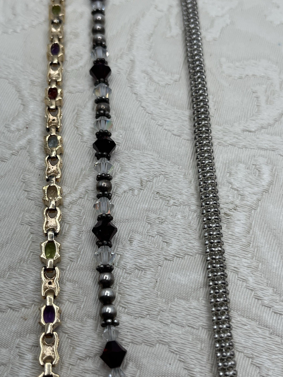 Bracelet Lot Of 3 Silver tone Colorful Stones One Stamped 925 China