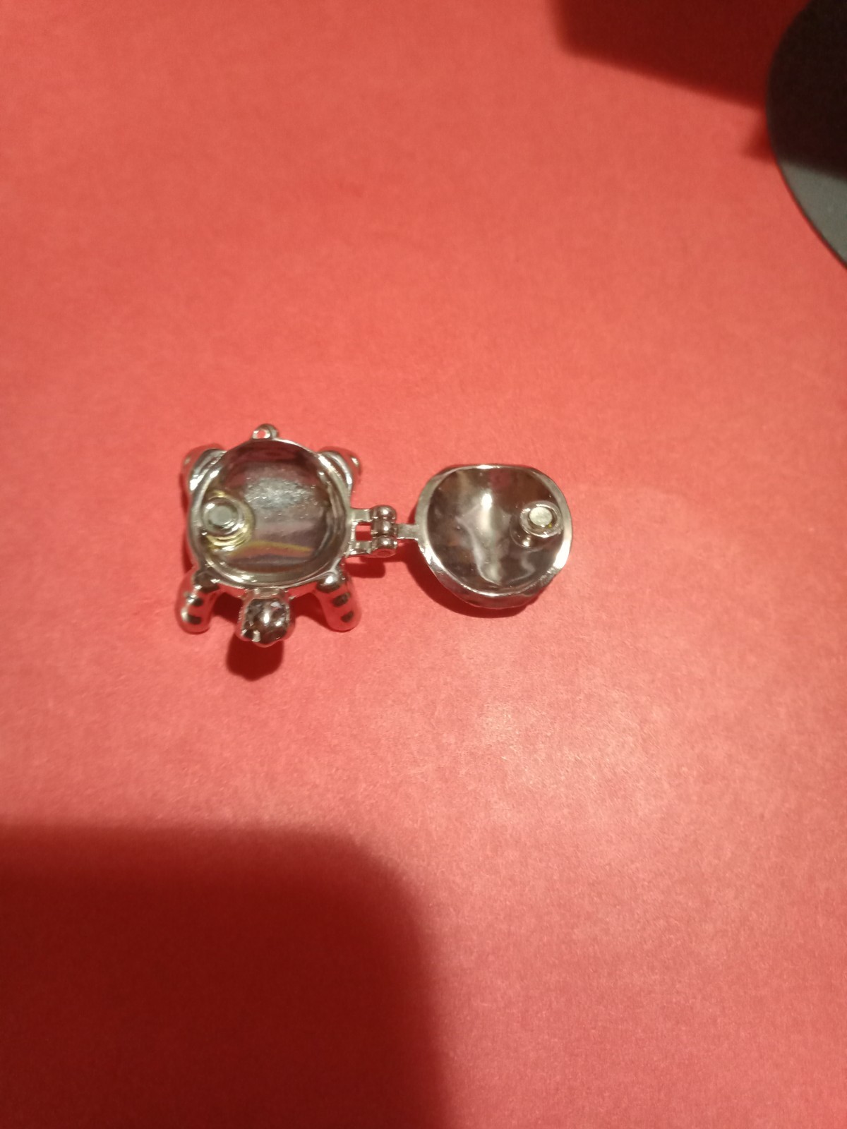 Silver Tone Green Turtle Dangle Charm Clip-On Metal Animal Theme