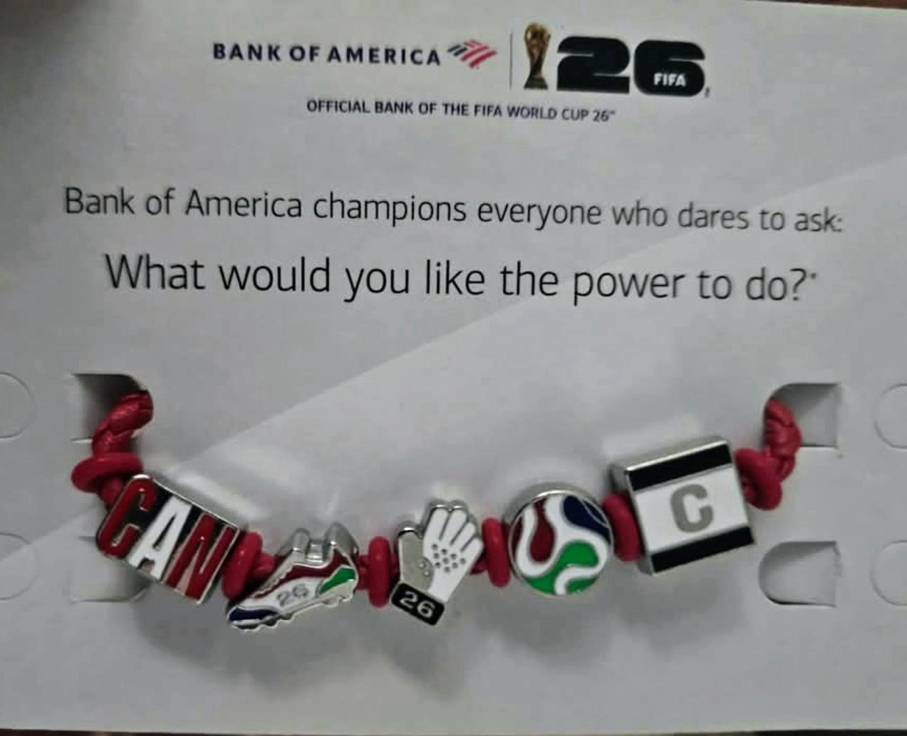 Charm Bracelet FIFA World Cup 2026 Bank of America Canada Football Soccer