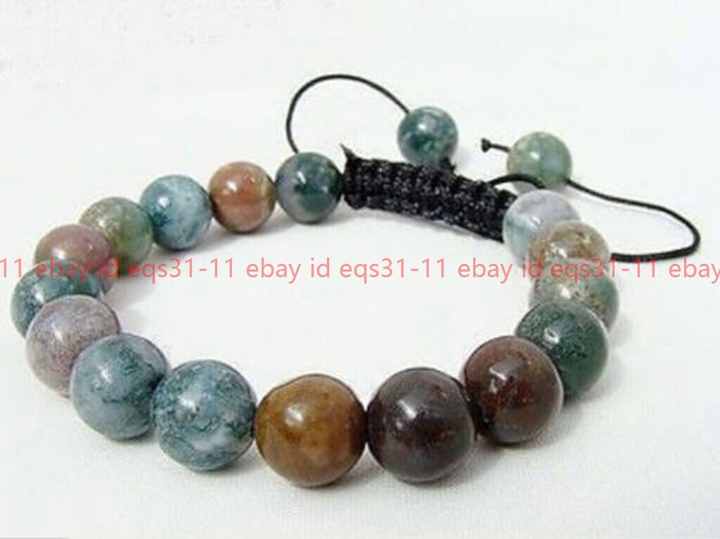 Handmade 10mm Multicolor Gemstone Round Beads Adjustable Bracelet 7.5”