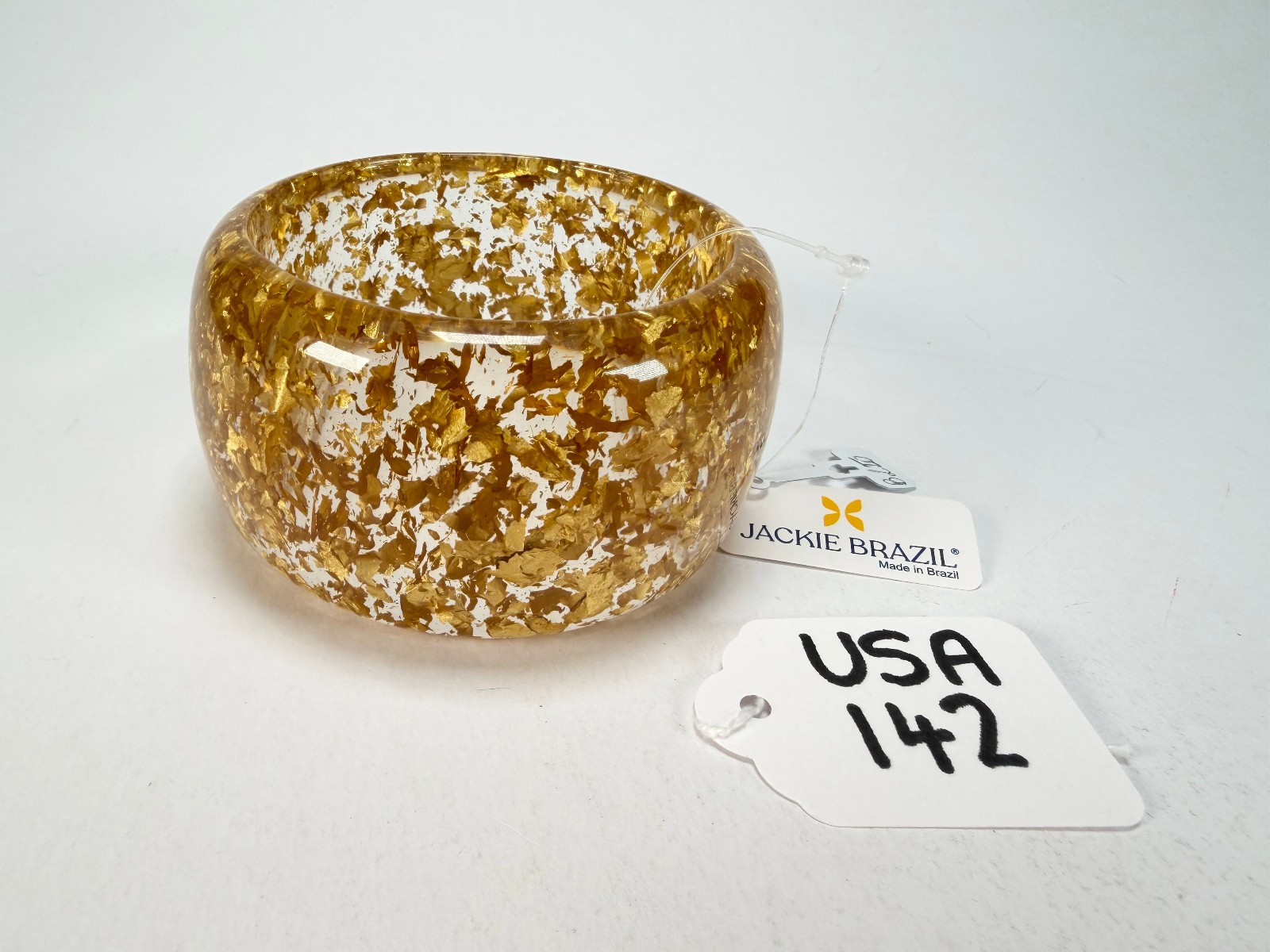 Jackie Brazil “Carmen” Gold Flakes 5cm Resin Bangle ( B2500 )